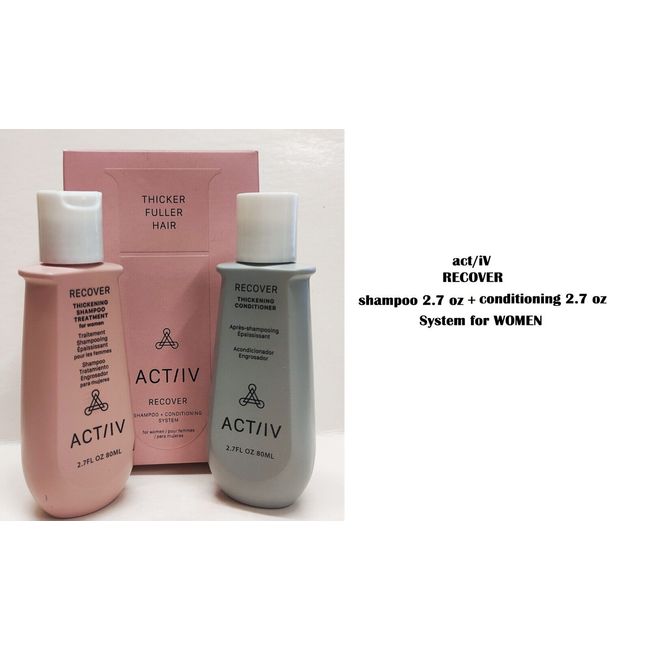 Actiiv Recover For Women Duo Thickening Shampoo &Conditioner  2.7oz  Travel Siz