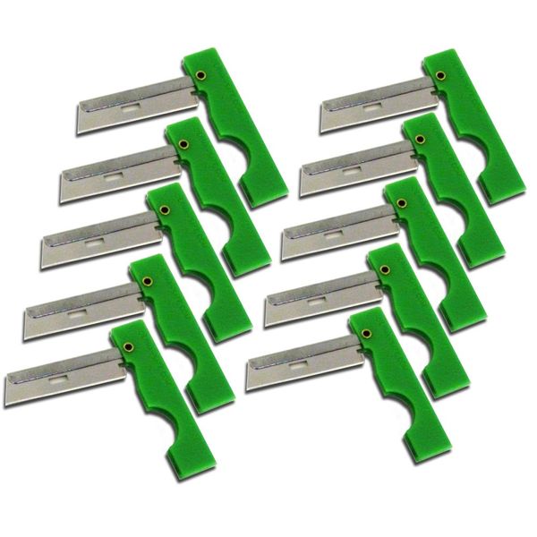 Derma-Safe Folding Utility Razor (10-pack) for Survival & First Aid Kits (Green)