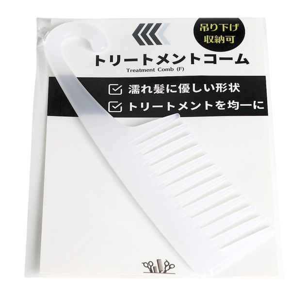 iMii Treatment Comb F (With Hanging Hook), Comb, Hair Comb, Coarse, In Bath F (Clear White)