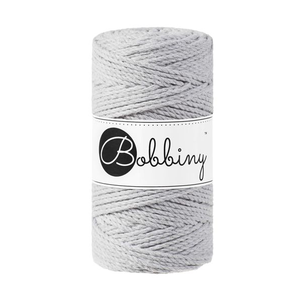 Bobbiny Regular 3mm 3 Ply Macrame Cord (Light Grey) 100m