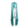 Double Ponytail Hatsune Miku Wig Anime Party Long Straight Wigs for Girl Lovely Synthetic Hatsune Miku Cosplay Wigs Lake Blue 100 cm/39 in