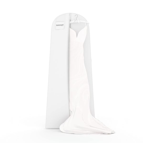 HANGERWORLD 72inch Breathable Wedding Gown Long Dress Hanging Garment Bag for Closet Storage (White)