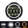 Pair 105W 7" Led Round Headlights HI/LO Bulb for Peterbilt Kenworth Freightliner