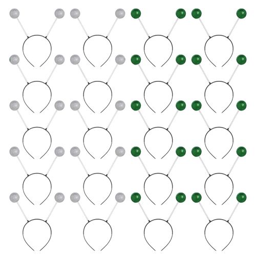 jiebor 20Pcs Alien Headband Martian Antennas Headband Space Costume Accessories for Halloween Party Women (Silver, Green)