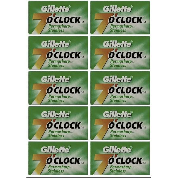 100 Gillette 7 'clock Double Edge Razor Blades Classic Safety Stainless D Edge