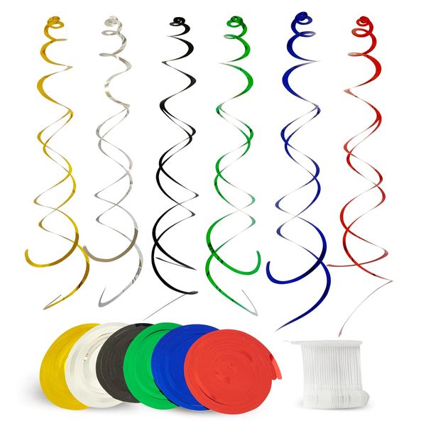 30 Pieces Hanging Swirl Party Decorations Foil Decorations Ceiling Swirl Spiral Hanging Plastic Streamer for Ceiling Birthday Graduation Wedding Celebration Baby Shower Party Supply （Colourful）