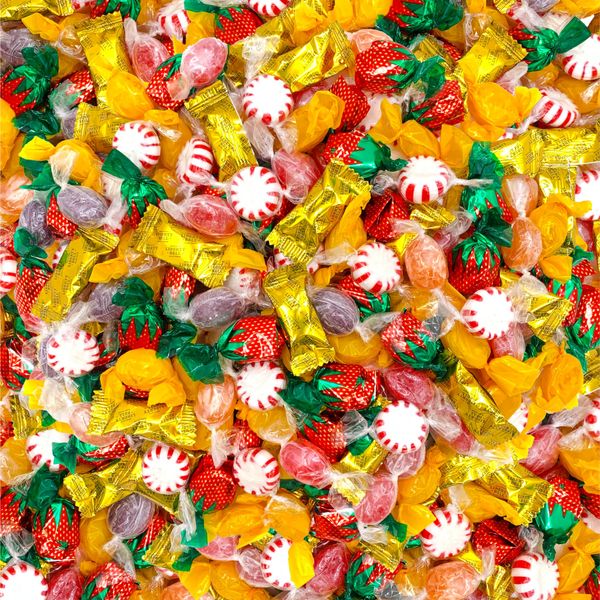 Hard Candy Assortment - Strawberry Bonbons, Starlight Mints, Butterscotch, Liberty Bell, Fruit Candy (2 Pound Bag - Approx. 160 Count)