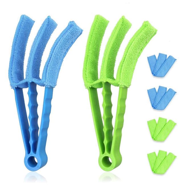 Venetian Blind Cleaner Set of 2 Window Blind Duster Brush Cleaner Tool Removable Washable with 6 Microfibre Sleeves for Venetian Blinds Air Conditioner Car AC Vent & More