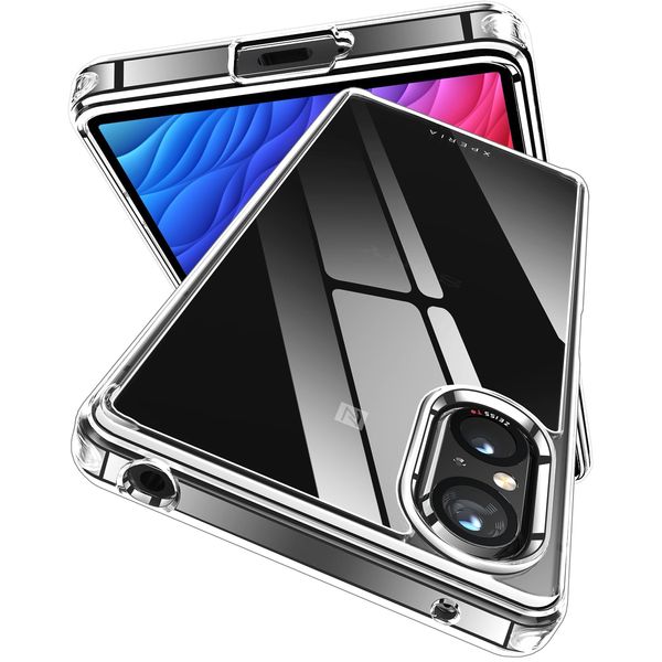 Xperia 5 V Case, Clear Xperia 5 V Cover, SO-53D SOG12 Case, Shock Absorption, PC Back + TPU Bumper, Anti-Yellowing, Strap Hole, Shockproof, Scratch-Resistant, Wireless Charging Compatible, Xperia 5 V Case, Xperia 5 V Smartphone Case