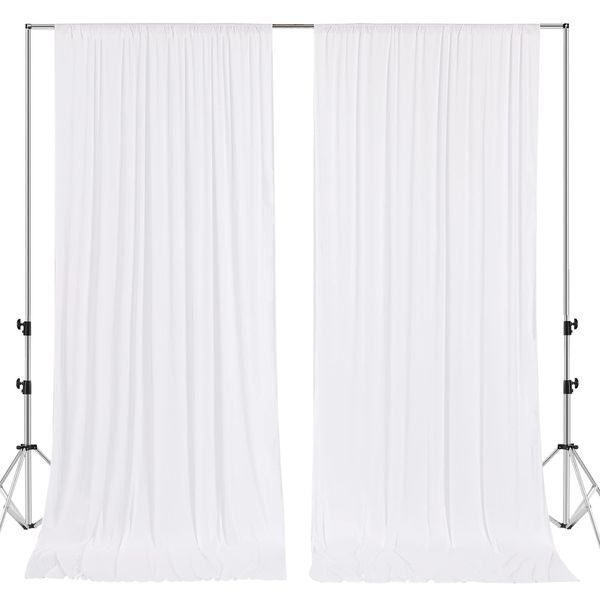 Mohoeey 10 ft x 10 ft White Backdrop Curtains Panels, Wrinkle Free Polyester Photography Backdrop Drapes,Wedding Party Home Decoration Supplies