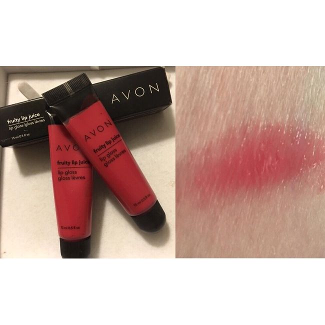 AVON Lot of 2 FRUITY LIP JUICE WATERMELLON Red Shine Gloss GLIDE APPLICATOR NIB