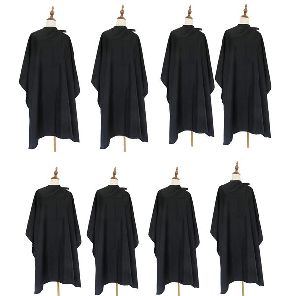 Salon Barber Hairdressing Capes with Snaps Hair Cutting Cape Hair Stylist for Women Men Adults Kids Black Waterproof (8PCS)