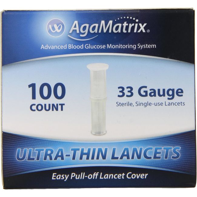 AgaMatrix Lancets, 33 Gauge, 100 Count Box