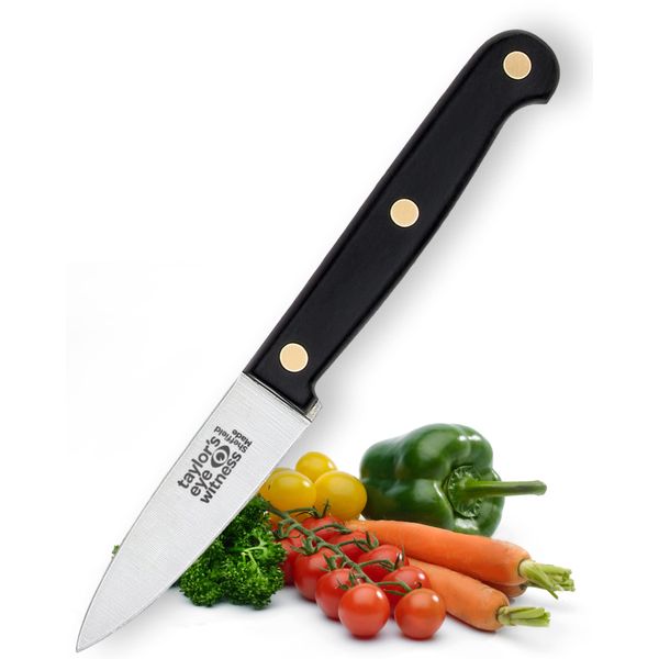 Taylors Eye Witness Made in England Heritage Range Paring Knife - 7.5cm|3in High Carbon Stainless Steel Razor Sharp, Full Tang Blade. Ergonomically Designed Hand Finished, Triple Brass Rivet Handle