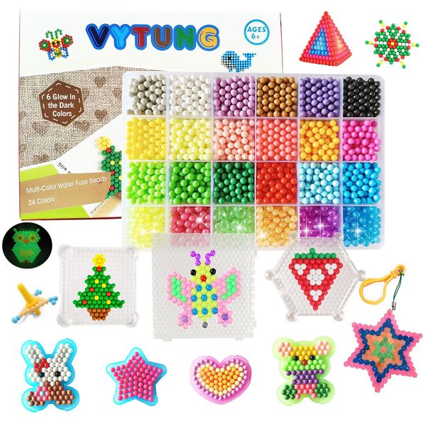 Vytung Water Fuse Bead 3600 Beads 24 Colors (6 Glow in The Dark)