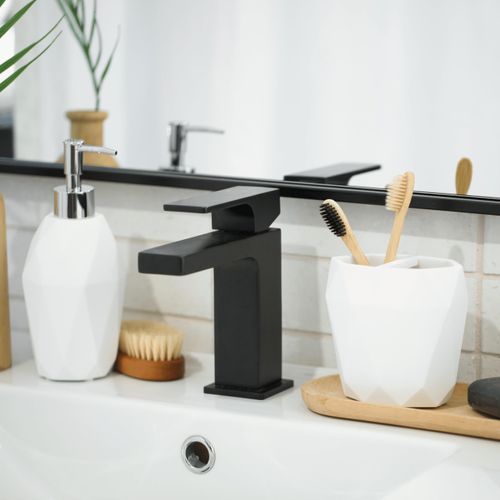 Essentra Home Modern White Collection Soap Dispenser with Chrome Metal Pump – 12oz