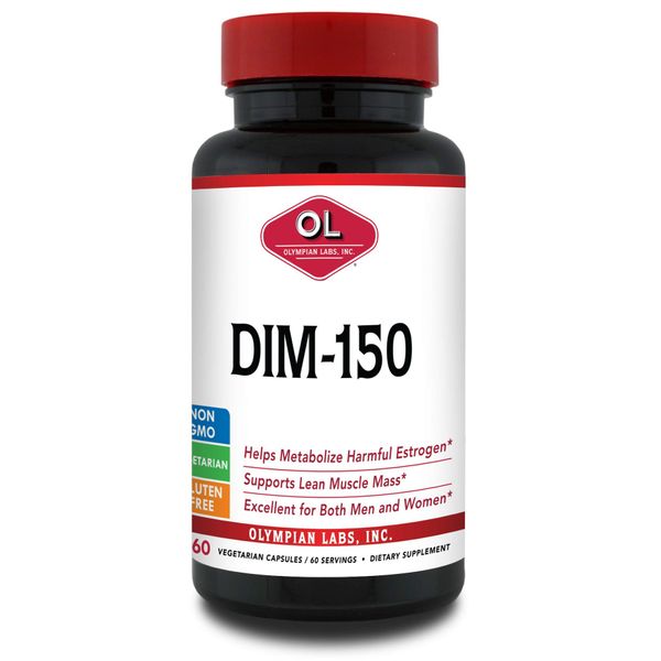 Olympian Labs DIM Diindolylmethane Supplement 150mg, 60 Caps Metabolize Estrogen Level, Prostate, Uterine, Cervical Health