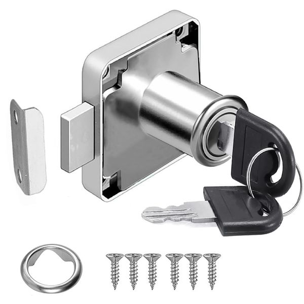 Litensh Cam Lock 22mm, Security Cabinet Lock with Key Different Cupboard Lock for Furniture Cabinet Mailbox Drawer Household Office (1, 22MM)