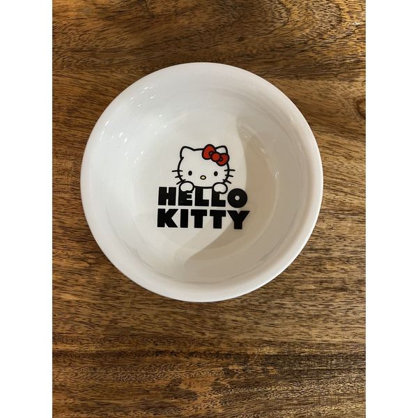 1 Sanrio Hello Kitty Bows Ceramic SMALL Pink Pet Cat Food Bowl Dish 5"