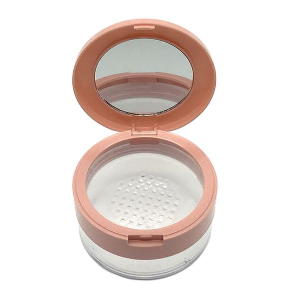 1PCS 20g/0.7oz Empty Portable Loose Powder Case Container Blusher Dressing Talcum Powder Box Makeup Cosmetic Storags Holder with Sifter Sponge Puff and Flip Cover DIY Beauty Tool (Pink)