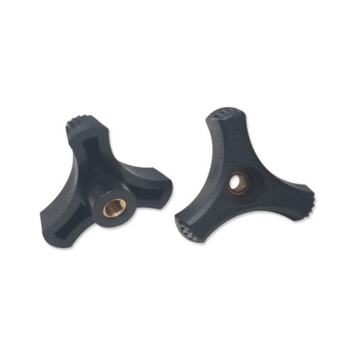 10 Pack Black Plastic Knob 1/4 20 Three Prong Wing Nut 2 inch Diamete with Through Brass Insertr