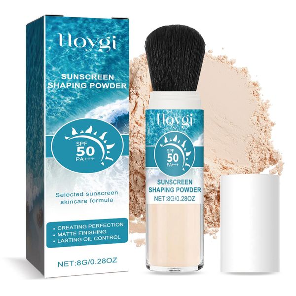 Mineral Sunscreen Fixing Powder - SPF 50 Matte Ausführung Ölkontrolle Setting Powder, Wasserfest Lang Anhaltend Gesichts Loose Powder Makeup - Fixiert, Schützt Vor Uv-Strahlen Und Beruhigt Die Haut