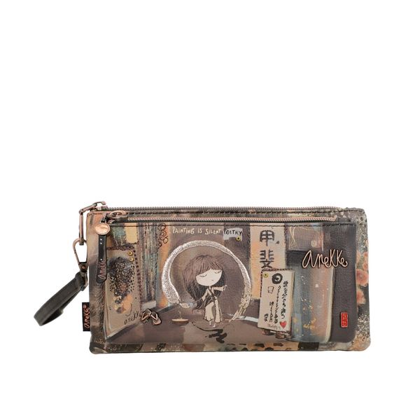 Anekke Pouch 2 Zip Brown Size M, brown, Shōen