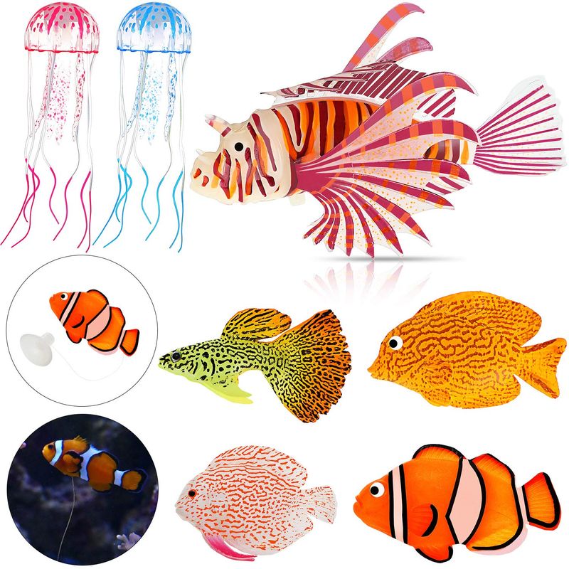 WNSC Kunstmatige Gloeiende Vis, Levensechte Siliconen Vis Hoogsimulatieontwerp Kleurrijke Nepvis Voor Decoratie Voor Aquarium