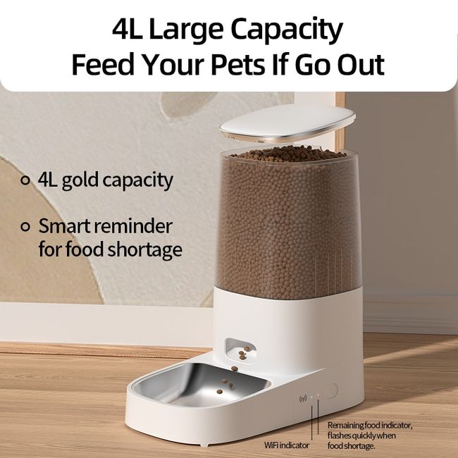 Automatic Cat Feeders Wi-Fi - 4L Dry Food Dispenser for Cats and Dogs 10  Meals p