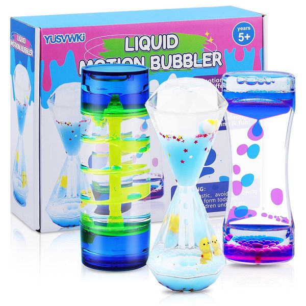 Bunter Liquid Timer für Kinder & Erwachsene 3 PCS Hourglass Liquid Motion Bubbles Liquid Timer Sensorisches Spielzeug Liquid Motion Timer Bubble Timer für Home Office Dekompression