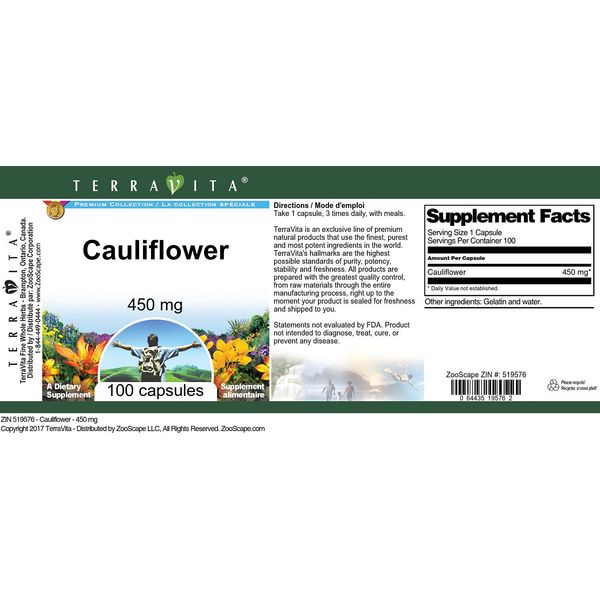 Cauliflower - 450 mg (100 Capsules, ZIN: 519576)