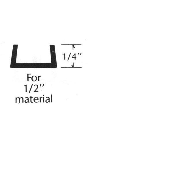 NYM #PM-U12-48" PLASTIC 'U' CHANNEL FOR 1/2" MATERIAL,WHITE
