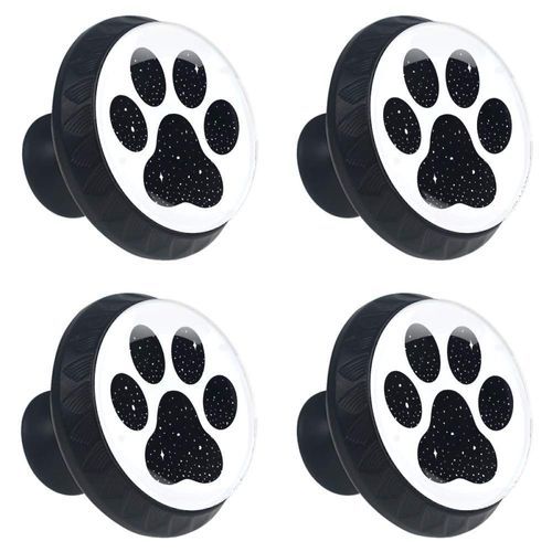 Lilibeely 4 Pieces Set Cabinets Hardware Round Furniture Knobs Dog Paw Footprint Print,Drawer Dresser Cupboard Wardrobe Pulls Handles for Home Kitchen
