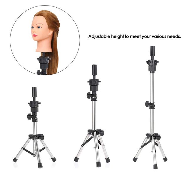 Head Stand Tripod with Suction Cups Mini Adjustable Mannequin Head Stand  Manikin Head Tripod Stand Portable Cosmetology Hairdressing Training