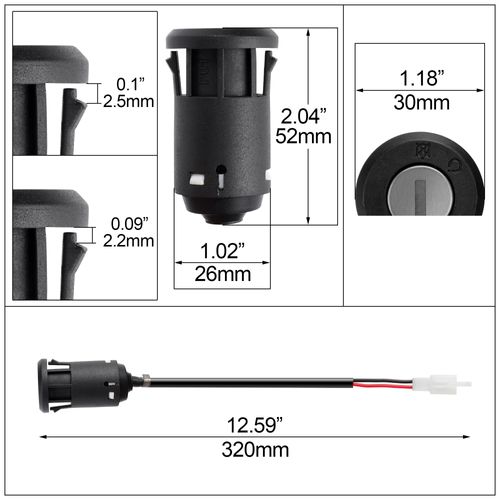 Ignition Key Switch Lock 2 Wire - Key Switch Starter Parts for Electric Trike and Scooter, Golf Carts, Bikes