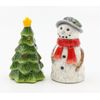 Fine Ceramic Snowman & Tree Salt and Pepper Shakers Set