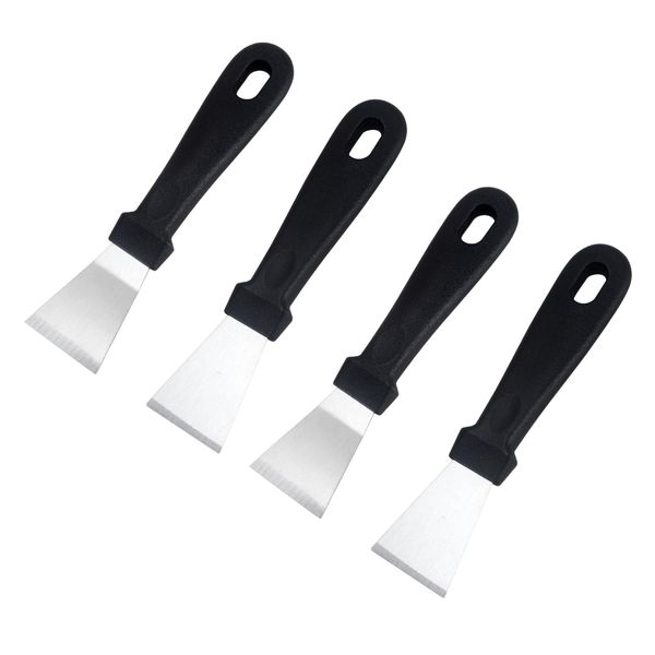 KALOLINNA Refrigerator Deicing Tools Set of 4 Stainless Steel Deicing Defrost Scraper Spatula Multifunctional Refrigeration Tool for Home Kitchen (Black)