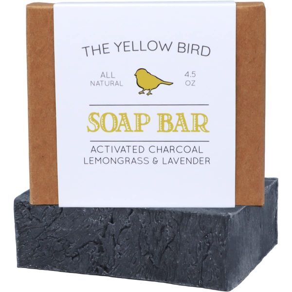 Yellow Bird Charcoal Soap Bar for Face & Body Acne Sensitive Skin 4oz