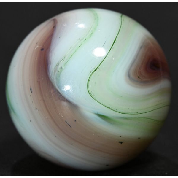 Veiligglas Opaque Vintage Marble Smooth Form Green & Umber 1950's 16.4mm 5/8''