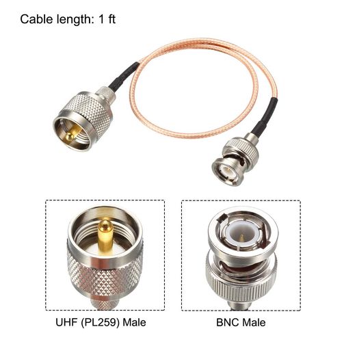 uxcell UHF (PL259) Male to BNC Male Antenna Radio Cable RG316 Coax Cable 1 Feet for Coax Mobile to Base Antenna
