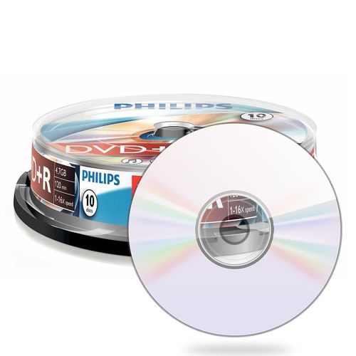 Philips DR4S6B10 °F Blank DVD + R 4.7 GB Data/120 Min Video, 16X, SPINDLE of 10