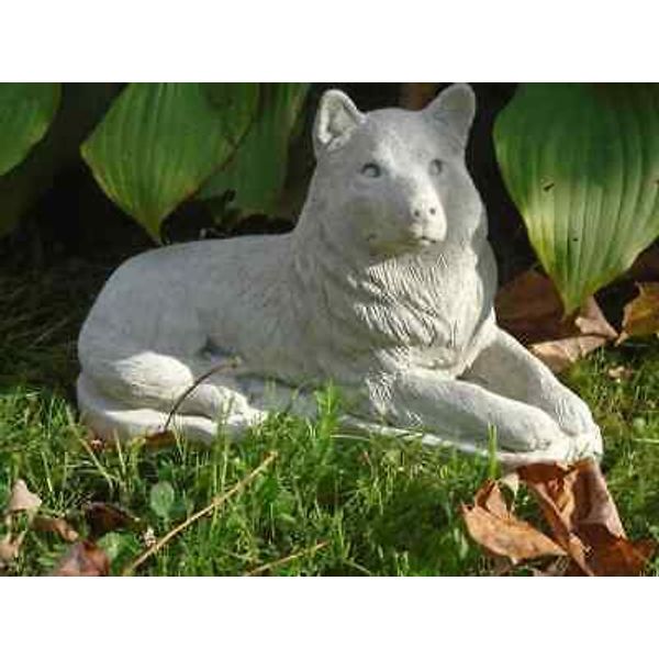 Concrete Dog Statue, Malamute pet loss memorial grave stone garden decor cement