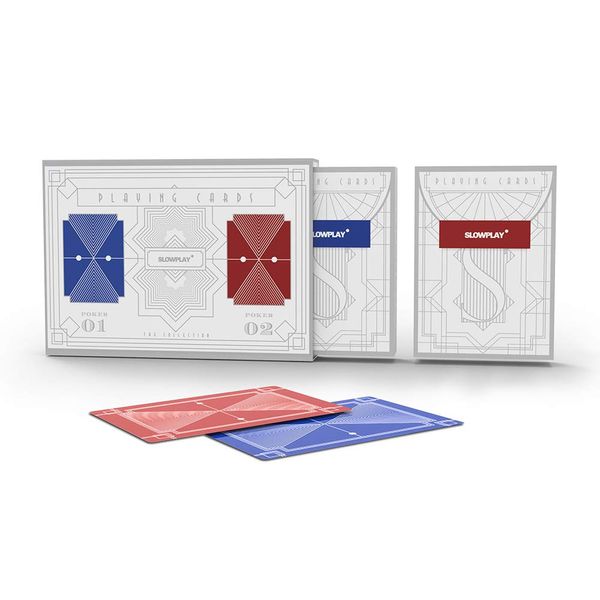 SLOWPLAY 100% Plastic Playing Cards, 2-Deck Poker Card Set, Jumbo Index, Poker Size, Superior Flexibility and Durability, Waterproof & Washable, Professional Playing Cards for Texas Hold’em Poker