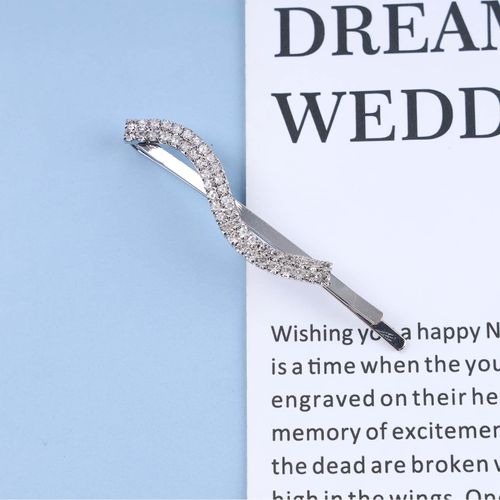 Inilbran Vintage Rhinestone Hair Clip Silver Crystal Wedding Hair Barrettes French Crystal Hairpin Barrette Sparkly Cz Hair Pins Hairclip Decorative Bobby Pins Crystal Wedding Headpieces for women