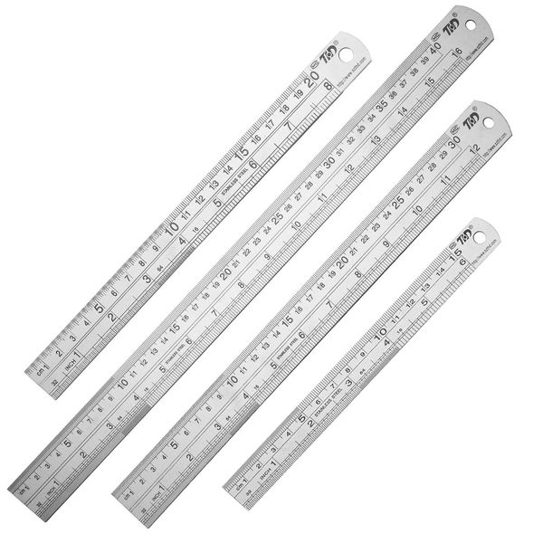 Ruler Metal Straight Edge Ruler Stainless Steel Ruler 6 Inch 8 Inch 12 Inch 16 Inch Ruler Set Rulers Bulk Set of 4