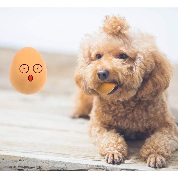 Andiker Dog Egg Toy, 1pcs Soft Rubber Dog Ball Toy Interactive Puppy Toys for Small Dogs Fetch Play Soft Rubber Fake Egg Bouncy Balls Durable Natural Rubber Dog Chew Toys(4.3cm) (1pc)