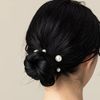 [Jewel Box] JewelVOX Hair Elastic Hair Accessory Women's Pearl Set of 3 Bundled Hair Black Adult