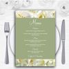 White and Green Calla Lily Personalised Wedding Menu Cards