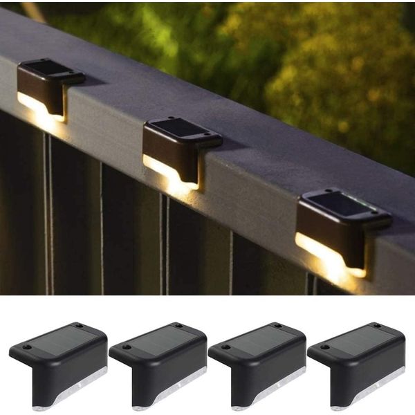 Yanhao 4 Pcs Solar Light, Outdoor Deck Light, Warm Color, Garden Light, Waterproof, Light and Dark Sensor, Illumination, LED, 8 Hours of Continuous Use, Solar Power Generated, Solar Panel Charging,