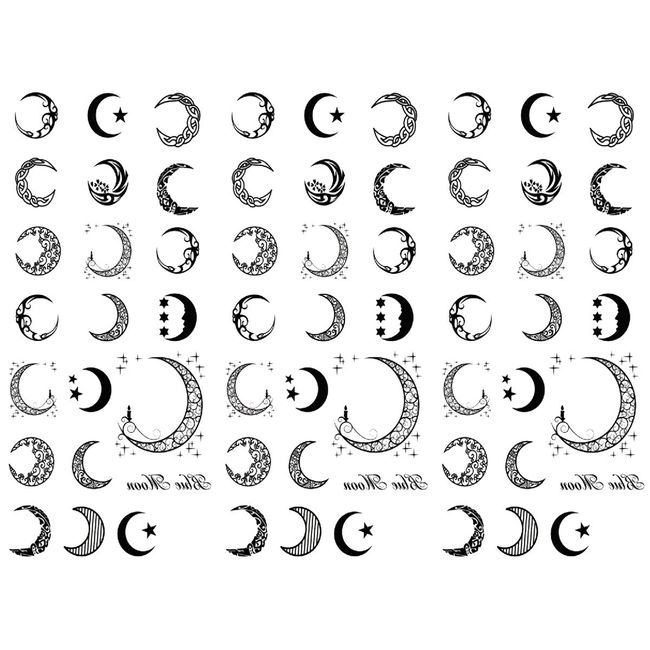 KING HORSE hm601 Tattoo Sticker Moon Tribal [Regular Size, Pack of 3]